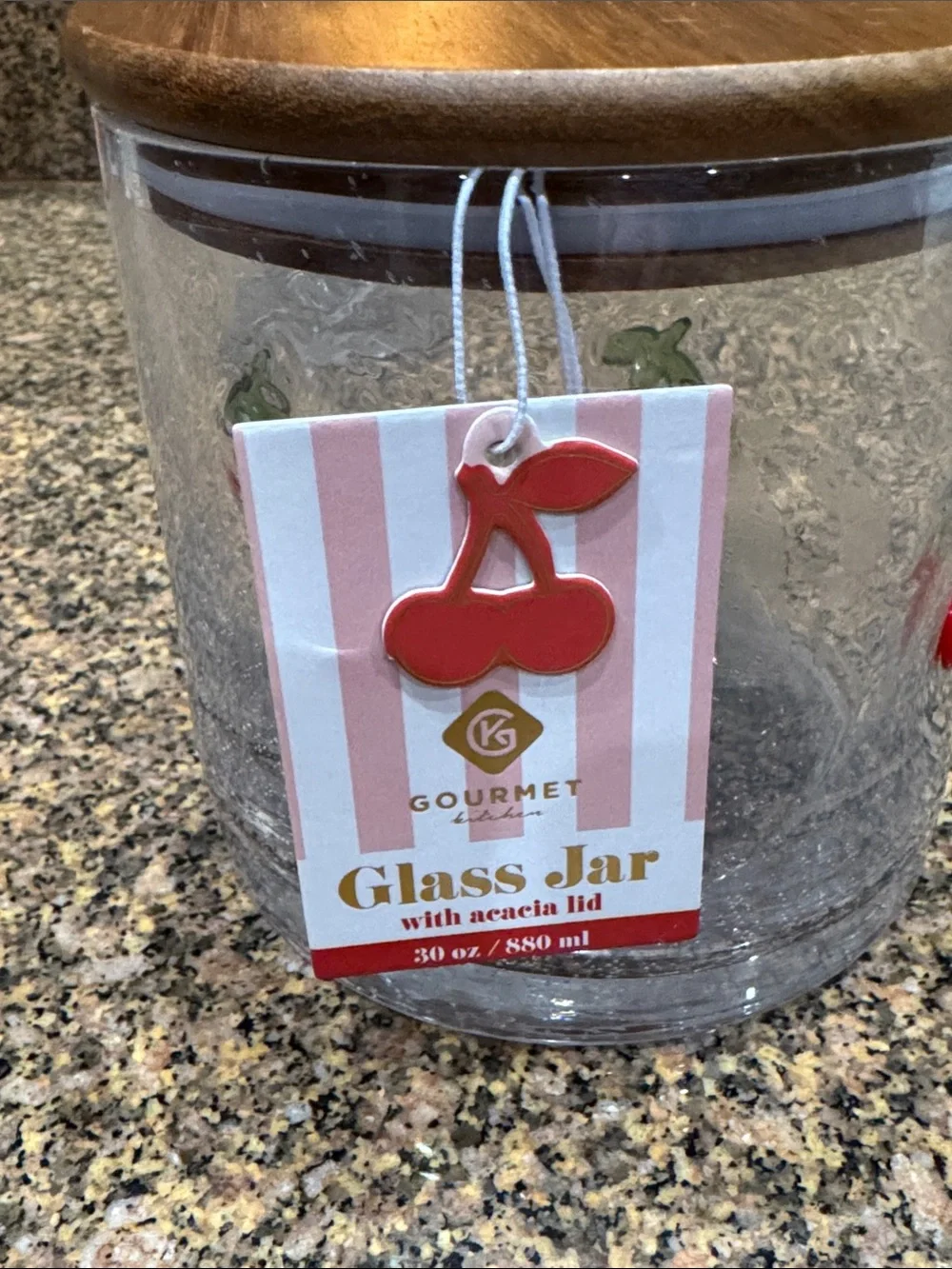 Cherry Glass Storage Jars with Wooden Lids - Set of 3